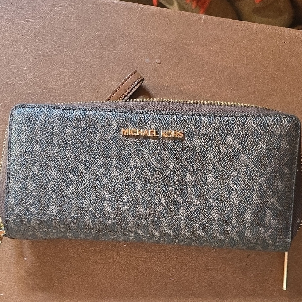 Michael Kors Blue Denim Wallet with Gold Logo